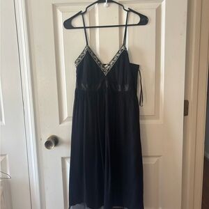 Banana republic black midi dress with gold embroidery